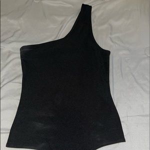 One strap black body suit